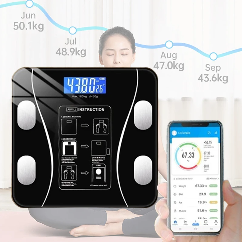 Body Fat Scale Smart - Báscula Digital Inteligente USB para Medir